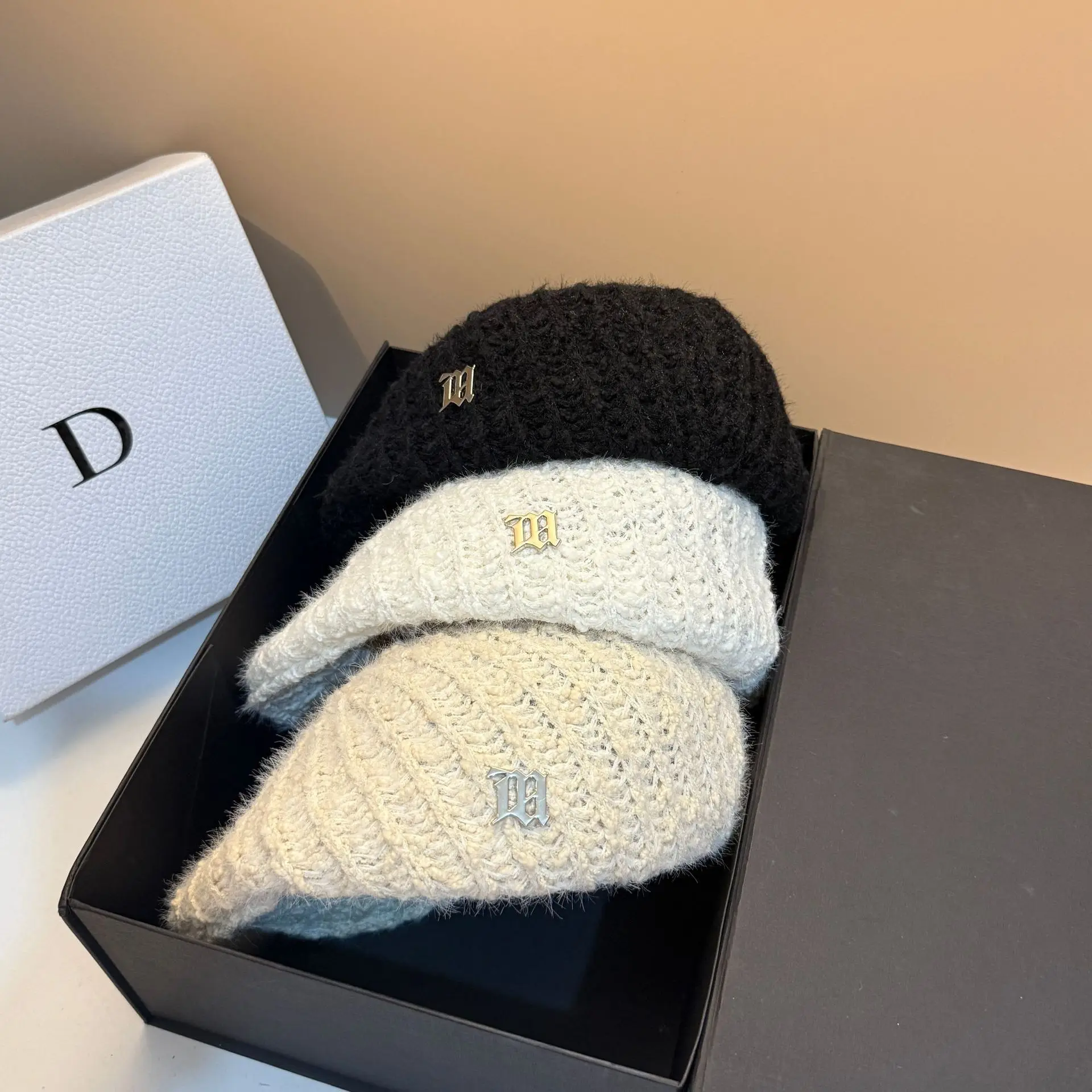 ​ ​ Gorra de ganchillo de tweed unisex, sombrero de invierno de moda para jóvenes, gorra de béisbol retro de moda, gorro cálido y transpirable para hombres y mujeres ​