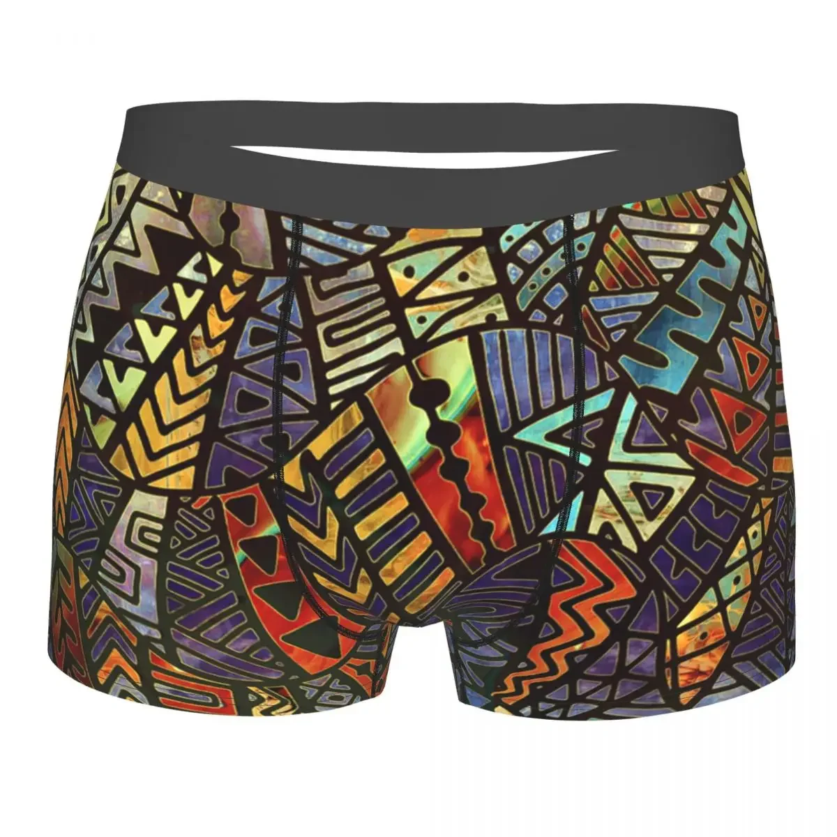 Tribal Folk Pattern Gold Underpants Breathbale Panties Male Underwear Print Shorts Boxer Briefs