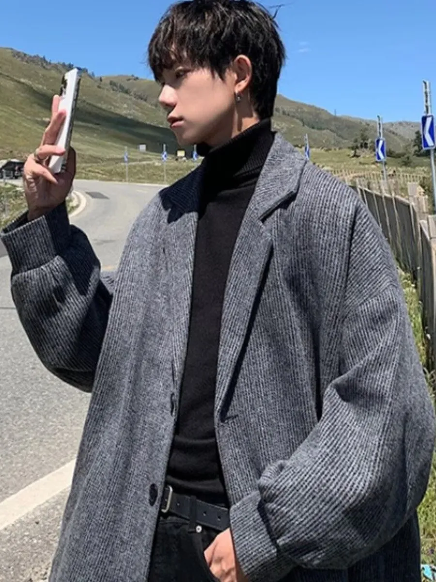 

Мужское шерстяное вельветовое осенне-зимнее пальто, хлопковое тюлевое модное брендовое новое пальто средней длины, верхняя одежда, молодежное тепло