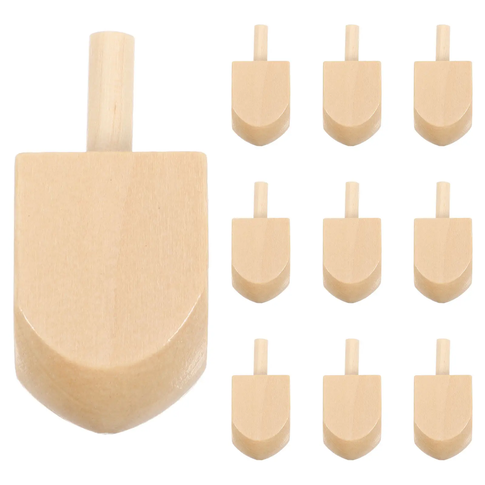 10Pcs Blank Wood Chanukah Dreidels Unpainted Wooden Dreidel Set for Hanukkah Party Favors DIY Crafts Family Gathering Spinning