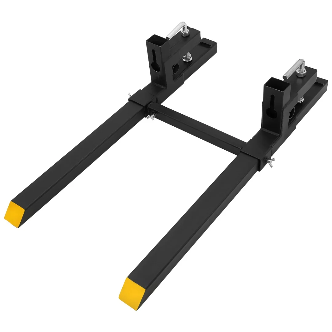 Clamp on Pallet with Adjustable Stabilizer Bar Tractor Bucket Forks for Tractor Attachments, Skid Steer, Loader Bucket