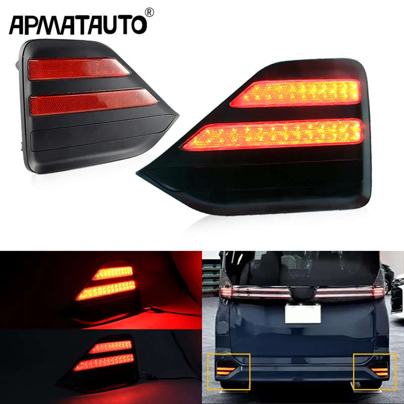 2PCS 12V Car LED Rear Reflector Fog Lamp For Toyota Noah Voxy 90 R90 90S 2022 2023 Rear Bumper brake light with turn signal Lamp