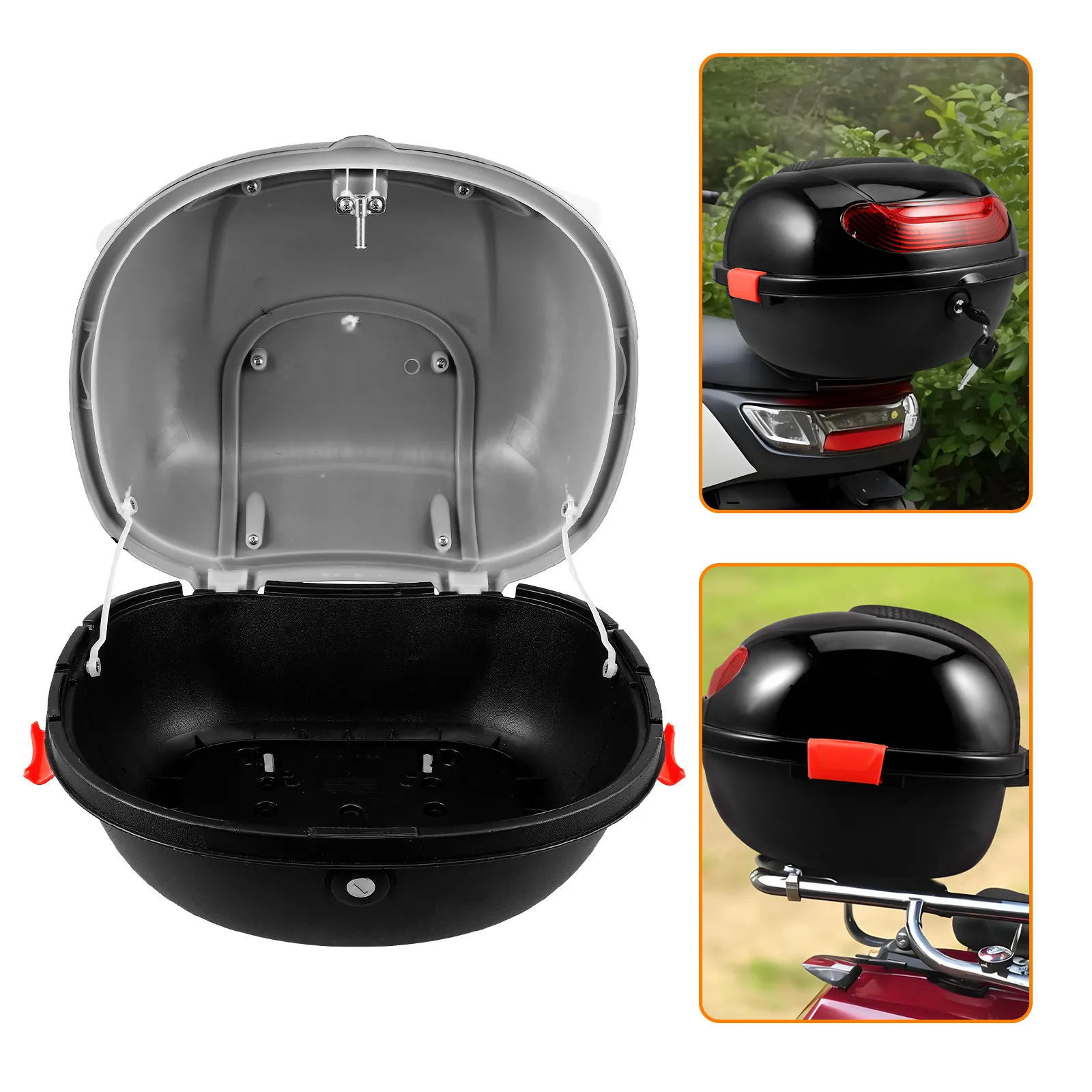 

Motorcycle Tail Box Top Case Trunk Storage Carrier PP Material Weatherproof Large Capacity Easy Install Rear Mount Stylish