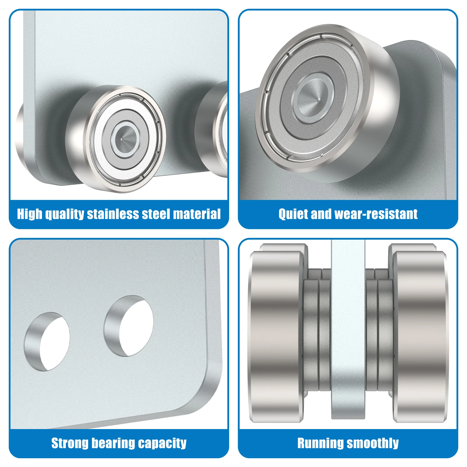 Imagem -04 - Conjunto de Rolos de Montagem do Carrinho Porta Deslizante Silenciosa Alta Carga-rolamento Porta Trilho Rolamentos Pcs
