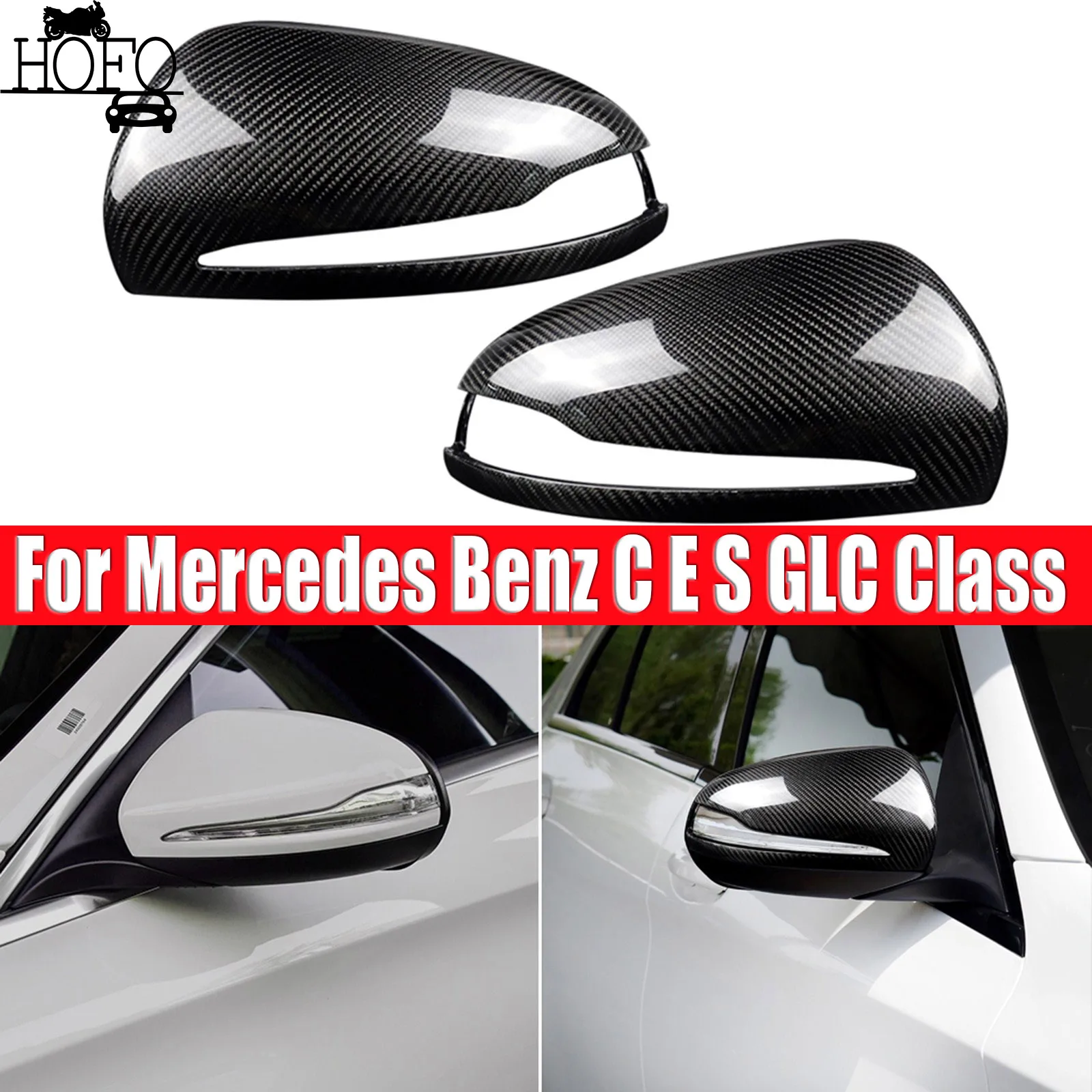 

right-hand drive Real Carbon Fiber Replace Side Mirror Cover Caps For Mercedes Benz C E S GLC Class W205