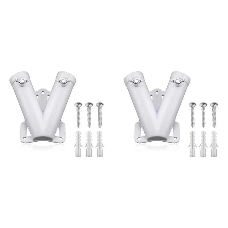 ABJO-2X ダブル旗竿ブラケットホルダー、V 形状アルミ合金旗竿壁取り付けブラケット防風旗ブラケット取り付け