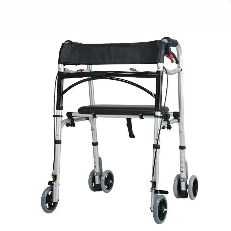 Minimalist Solid Aluminum alloy walker crutches for pregnant women folding rehabilitation seat cushion aids with wheels