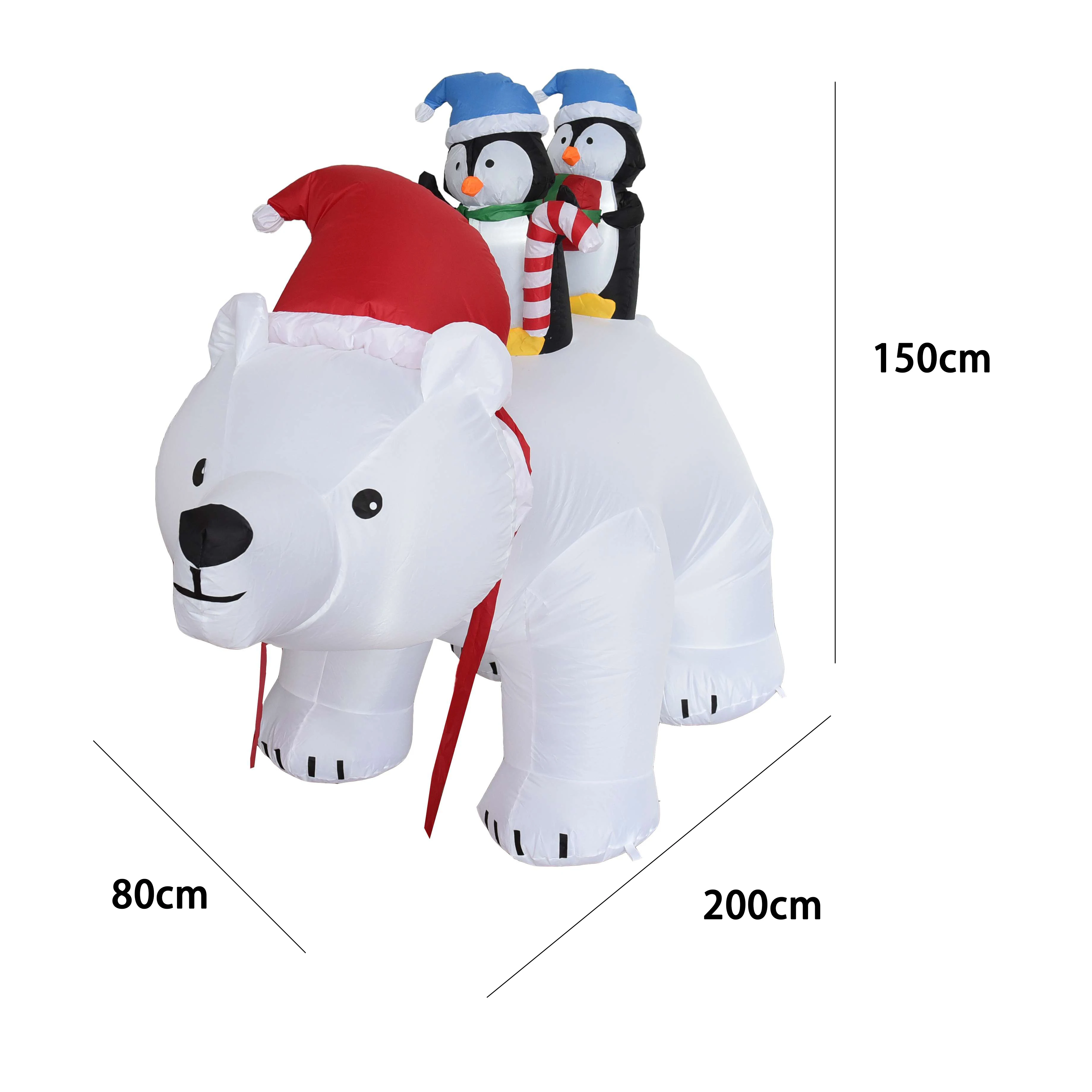 Jouet gonflable géant de noël de 6,56 pieds, ours, pingouins, lumières LED, décoration extérieure festive pour fête dans la cour, vacances en famille