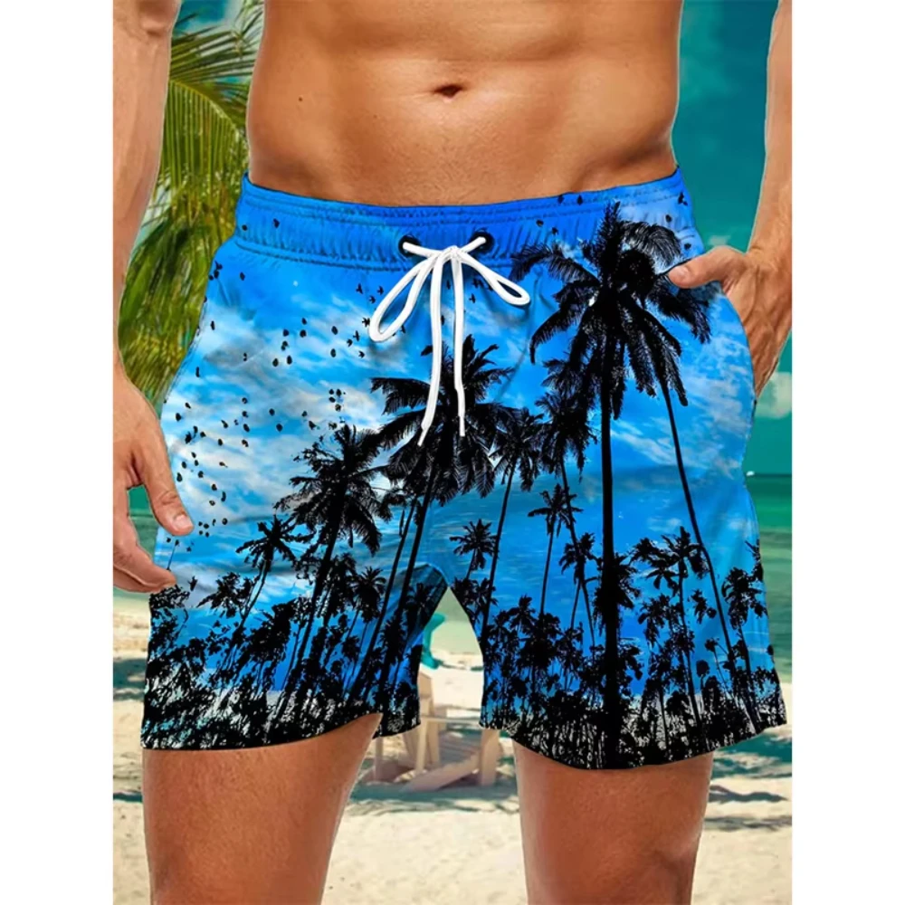 2025 جديد أشجار النخيل الاستوائية ثلاثية الأبعاد طباعة الشاطئ قصيرة ملابس للرجال الصيف الشاطئ الترفيه شخصية النبات الرسم مجلس السراويل #4