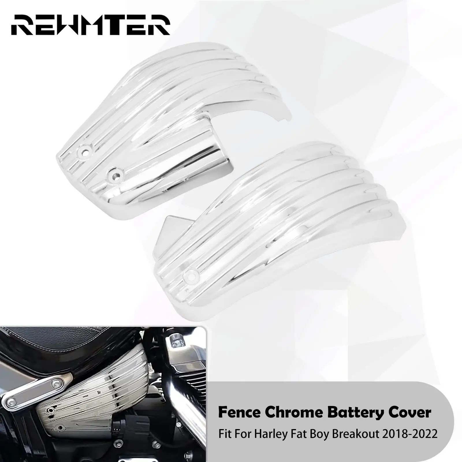 

Motorcycle Fence Battery Fairing Cover Chrome Right Left Side For Harley Softail Fat Boy Sport Glide Breakout FXBR 2018-2022