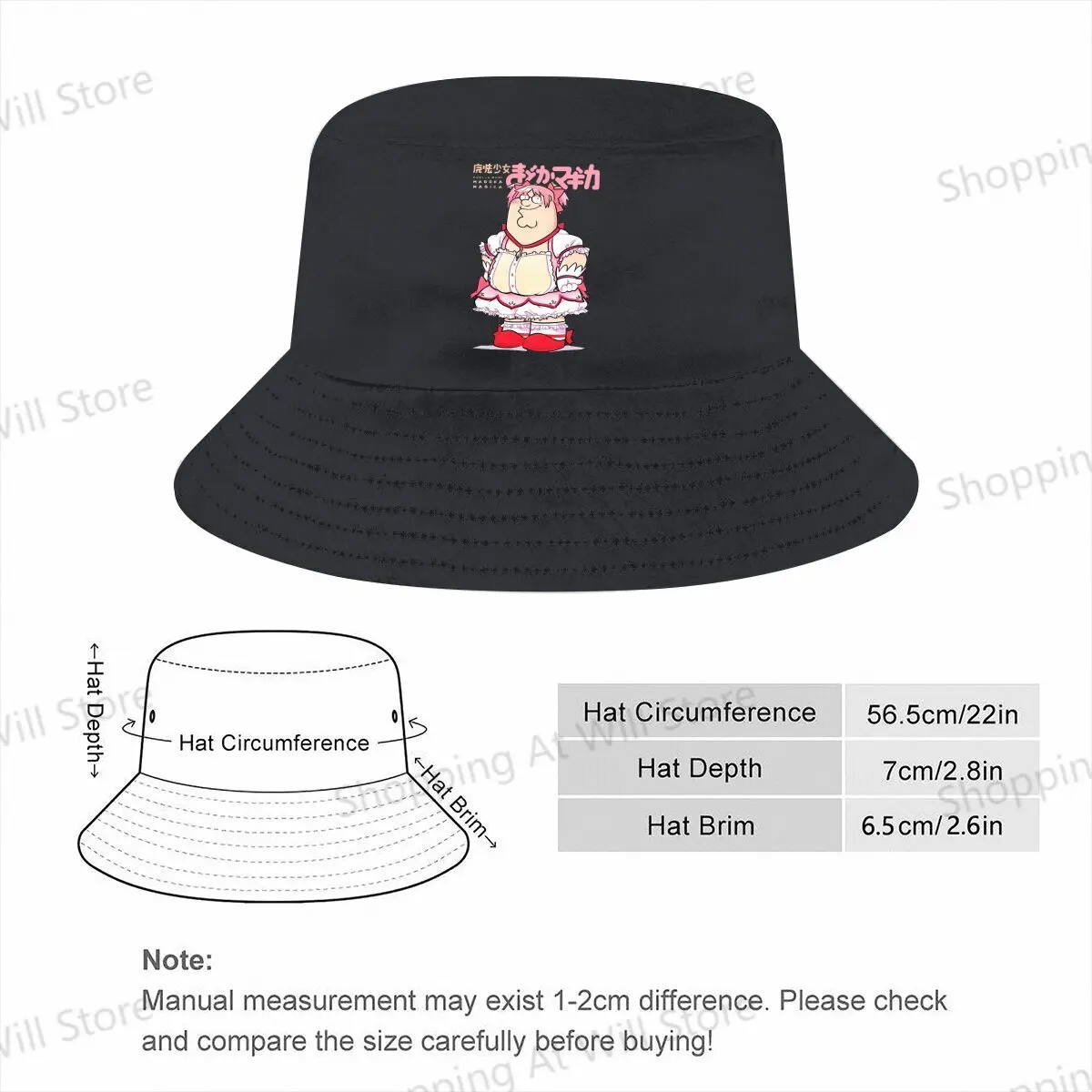 Puella Magi Madoka Magica Anime Chapéu de pescador para homens e mulheres, chapéu sombrinha, moda lazer, presente de aniversário