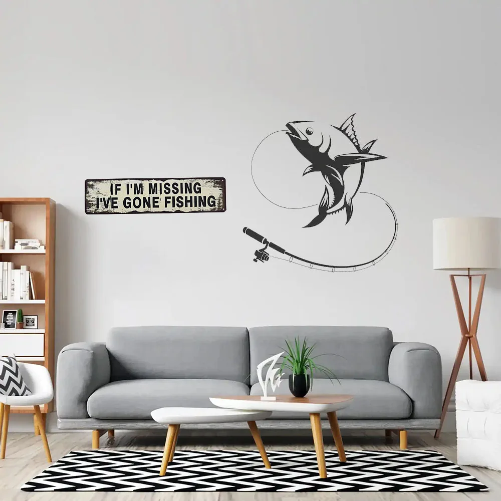 Letrero metálico decorativo: Si no estoy, me he ido a pescar - imagen 4