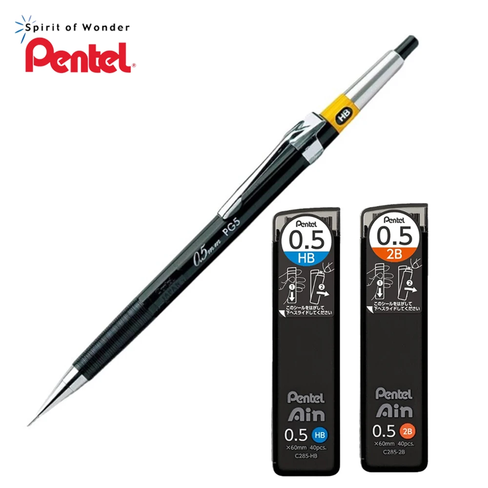 Pentel Mechanical Pencil Drawing Stationery Activity Pencil PG5 Low Center of Gravity Writing Stable 0.5mm Art Supplies Japan