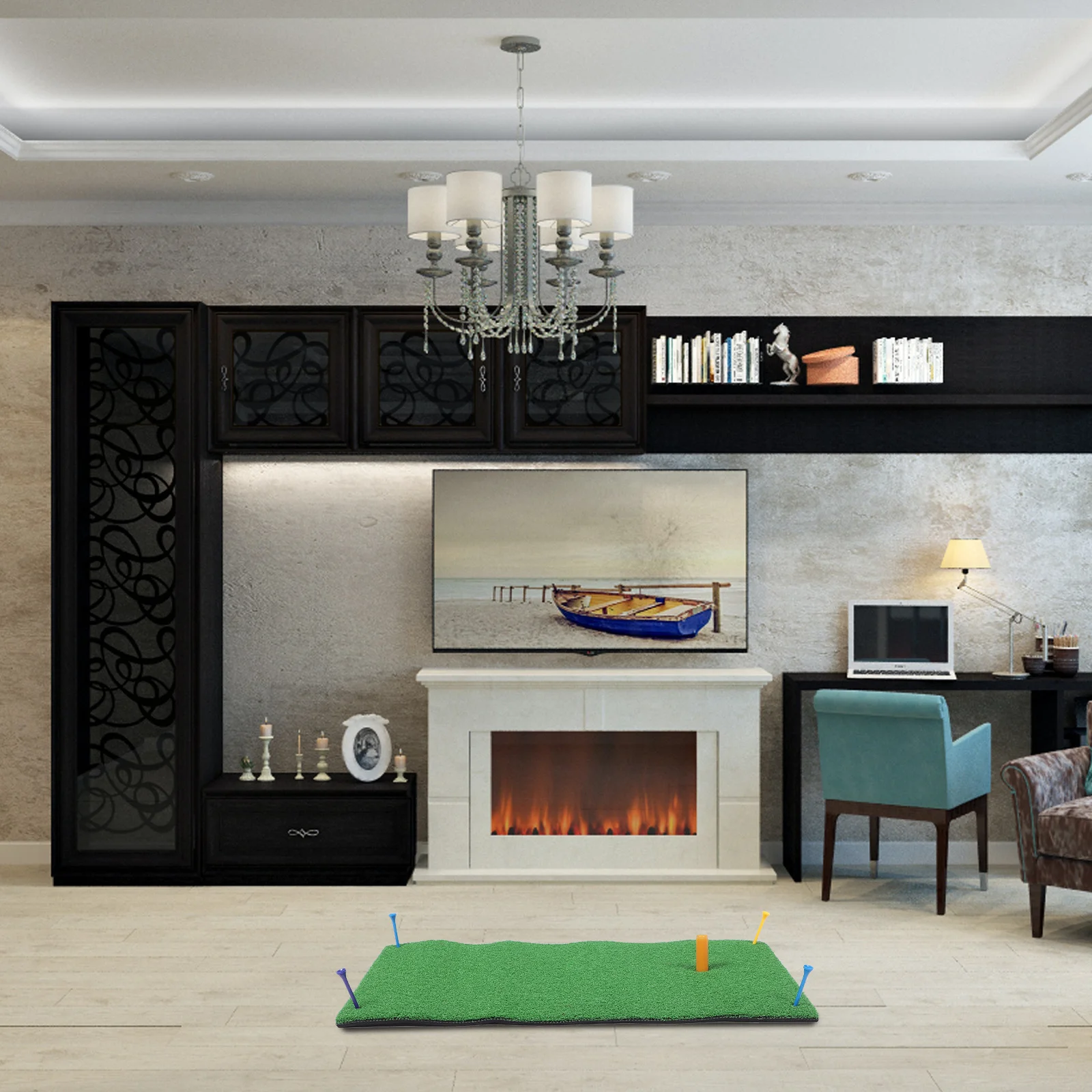 

Golf Training Mat Indoor Artificial Turf Portable Realistic Practice Accessory for Beginners Professionals Golf Game