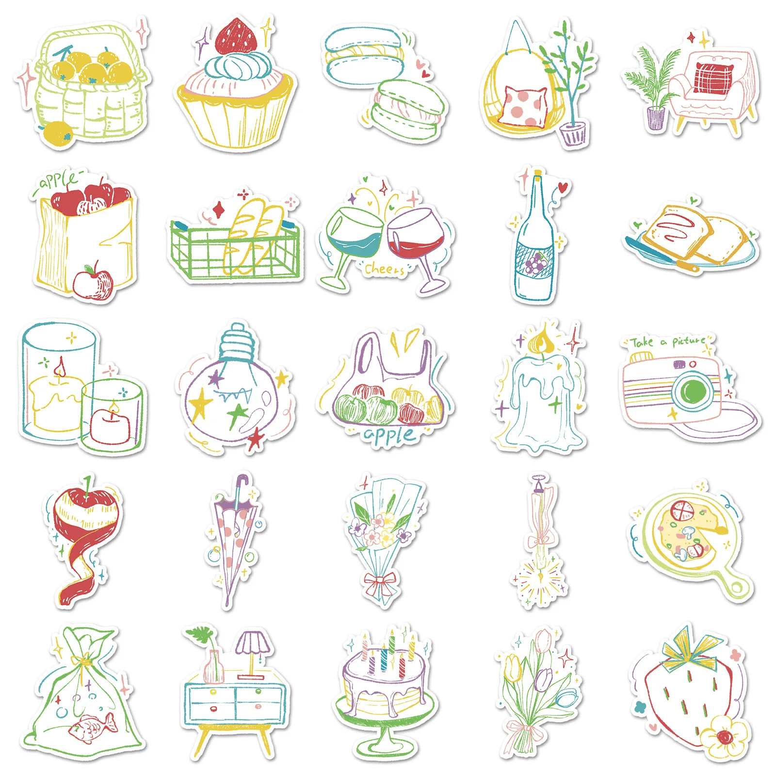 

10/50PCS Leisure Time Graffiti Stickers Personalized Simple Small Fresh INS Style DIY Notebook Water Cup Decals Kids Toy Gift
