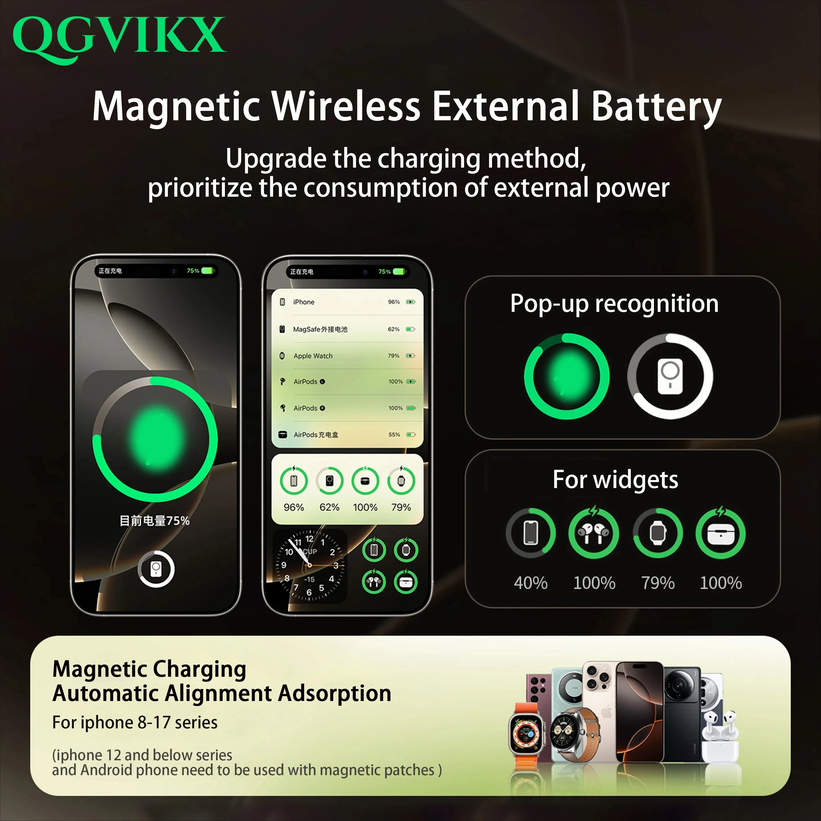 10000mAh 3 in 1 Power Bank for Magsafe Magnetic Wireless 20W Fast Charging, External Battery for IPhone 17 - 12 Airpods IWatch - Image 4