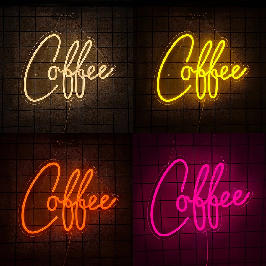 

Неоновая вывеска с надписью «Кофе», светодиодный настенный декор с буквами, подходит для ресторанов, кофеен, витрин магазинов, настенный светильник, легко крепится.