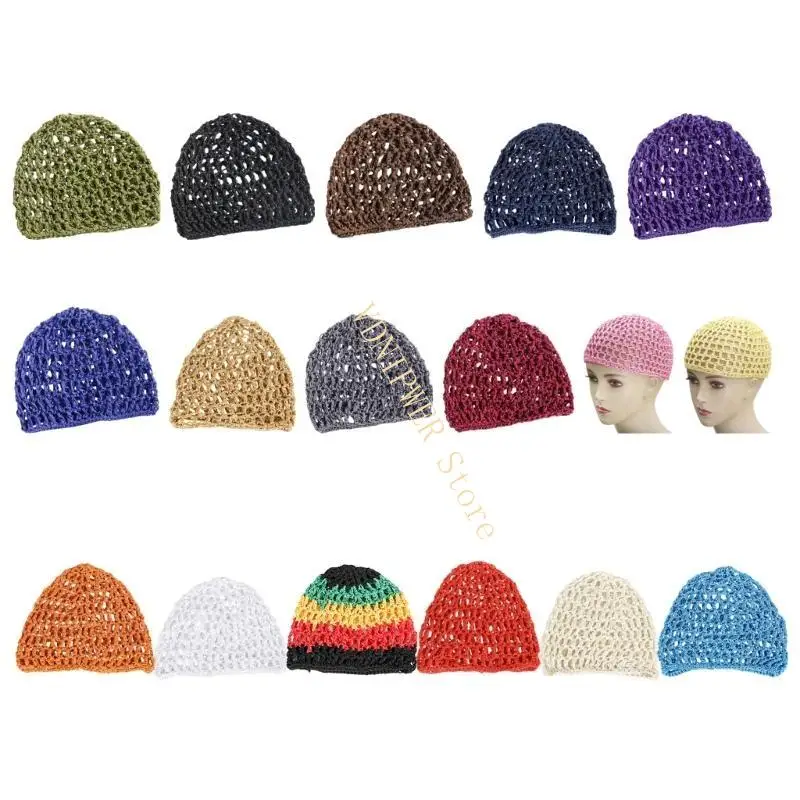 

Hollowout Crochet Brimless Hat Simple Skull Skull Cap Deshate Dested Shat для осенней зимней моды с сетью для волос.