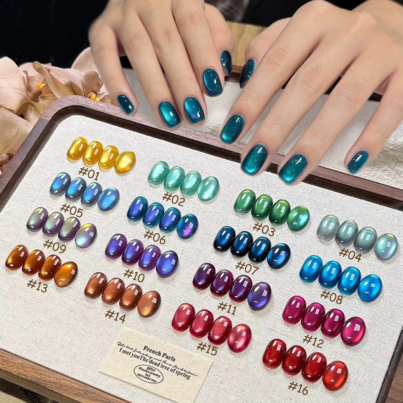 1 stücke WS Weihnachten Beliebte Emaille Cat Eye Gel Nagellack 2025 Neue Bleaching Blau Lila Rot Grün Funkelnden glas Perle Nail art