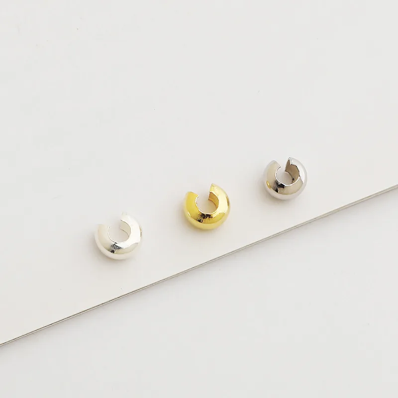 5pcs/Lot 925 Sterling Silver Half Cover Closure Beads 3/4/5mm Bracelets Necklace Open Spacer Beads DIY Jewelry Silver Findings