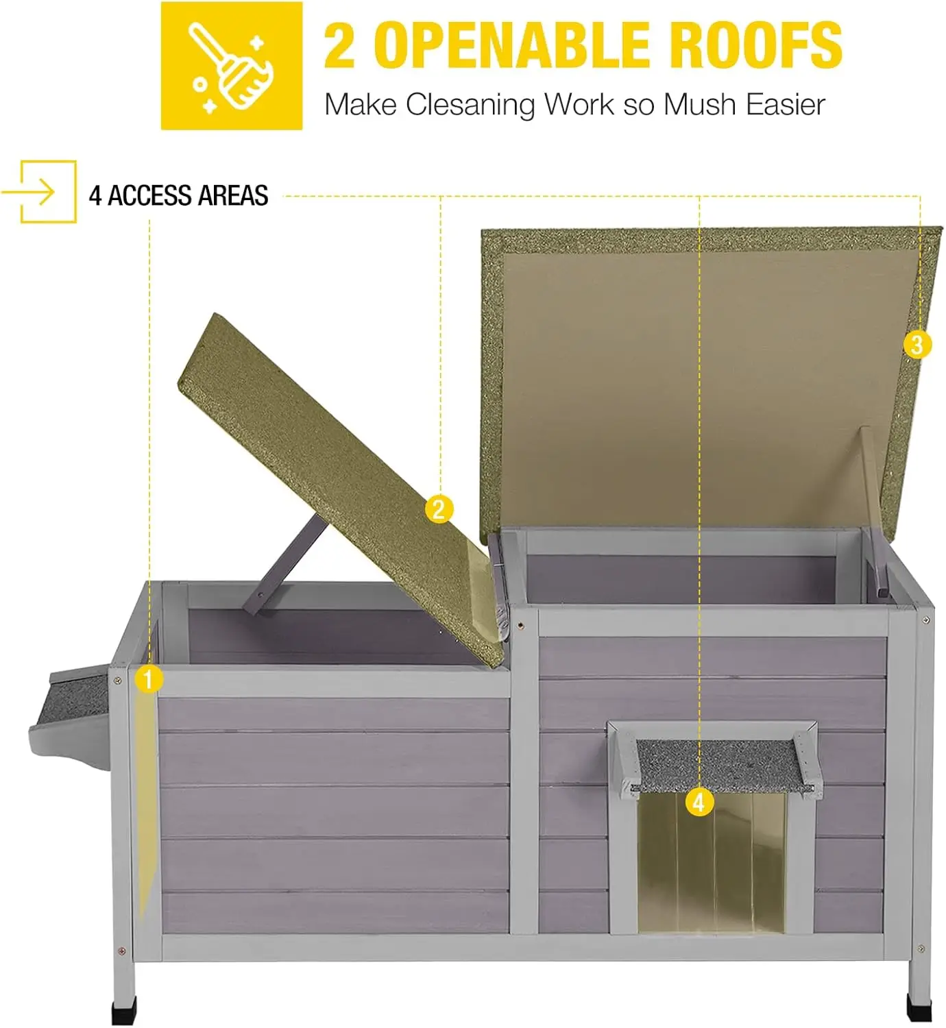 بيت القطط في الهواء الطلق الحرمية القط المأوى مانعة لتسرب الماء القط شقة لفصل الشتاء غرف مزدوجة كيتي قفص