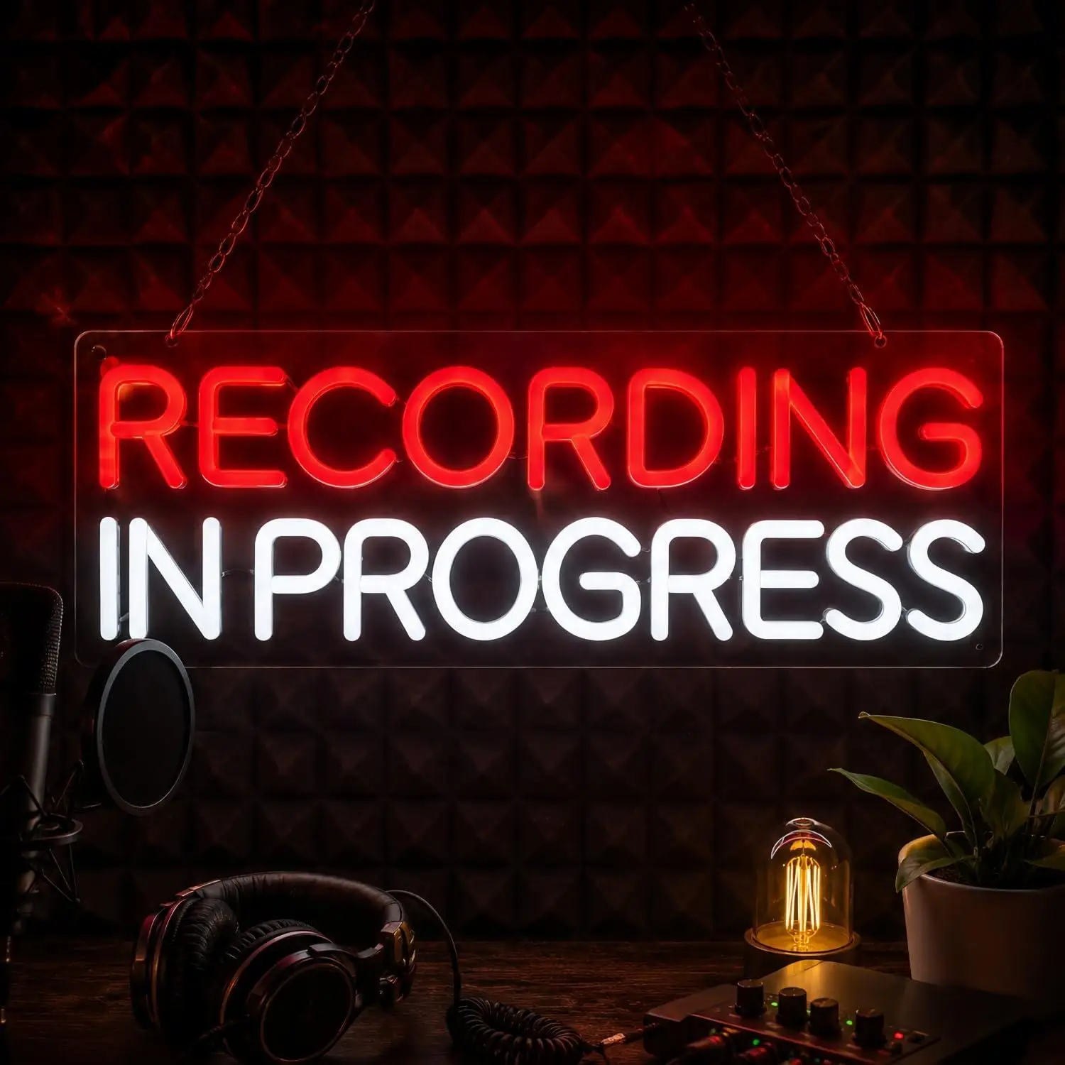 Enregistrement en cours, enseigne néon, alimentation USB, néons LED à intensité variable pour studio, podcast, espace de streaming, cabine de streaming, décoration murale