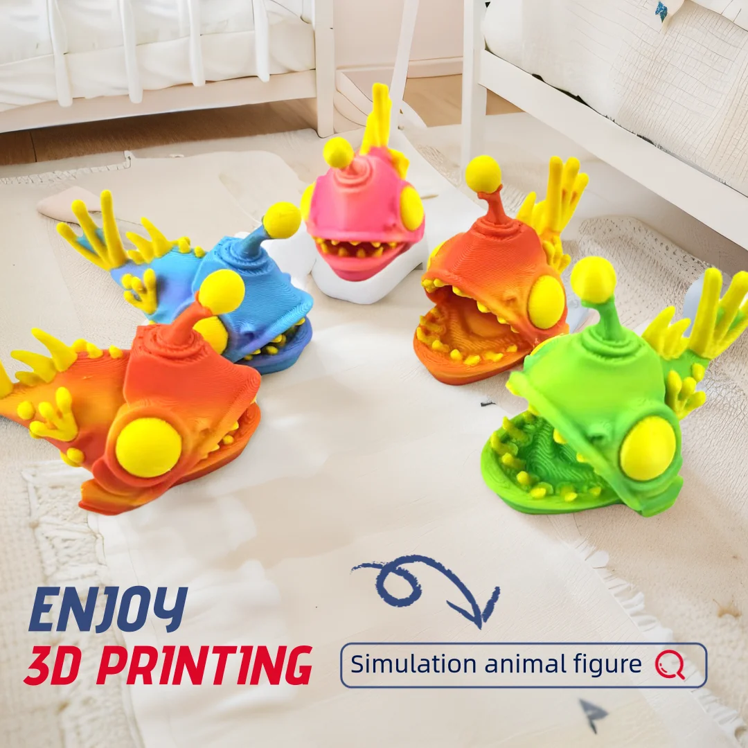 3D Afdrukken Lantaarn Vis Model Mini Leuke Figuur Prachtige Simulatie Diermodel Thuis Ornament Desktop Decoratie Kinderen Speelgoed Cadeau