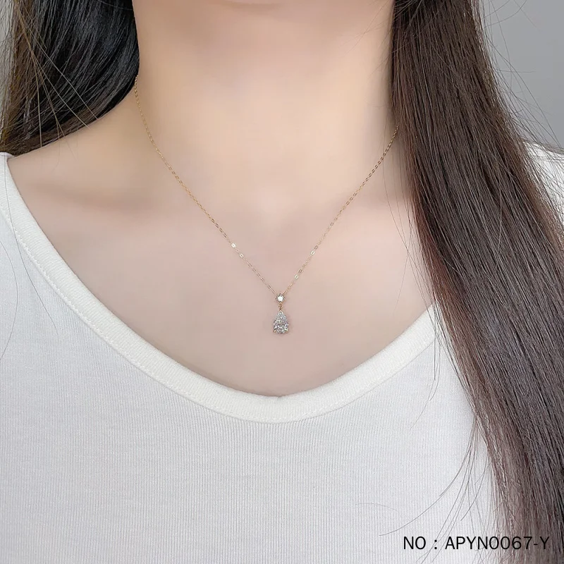 Collar de Diamantes Cultivados en Laboratorio DK, Corte Pera, con Oro de 18K, Estilo Minimalista, Regalo para Fiestas, Oferta Directa de Fábrica