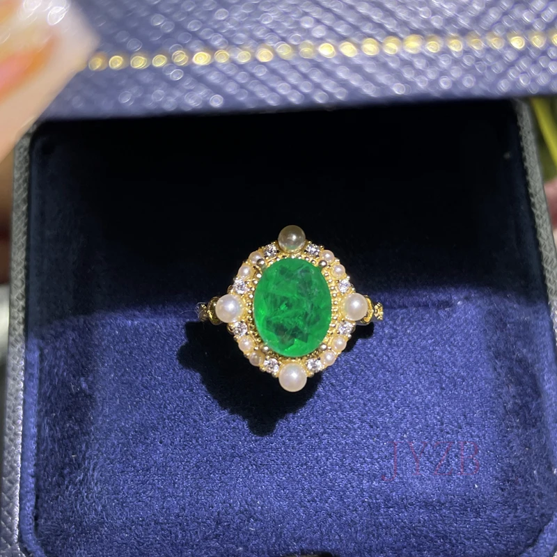 

Fine Jewelry Real emerald ring Fashion Silver Ring Women's Engagement Gemstone Fine jewelry wholesale