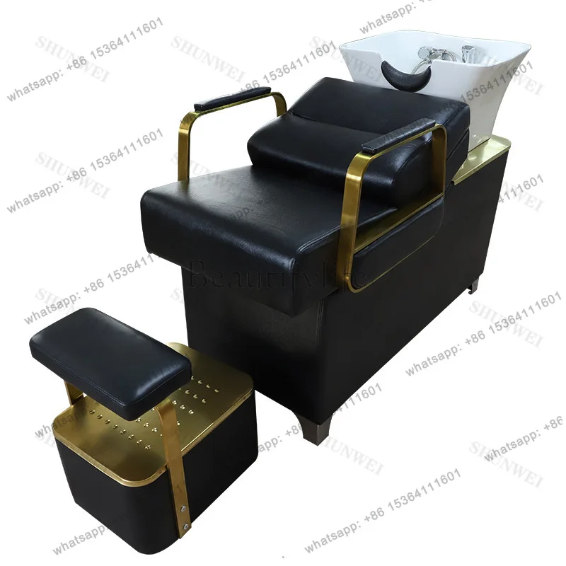 Factory Direct Sales Half Lying Barber Shop Fashion Shampoo Bed Simple Hair Salon Ceramic Flush Bed