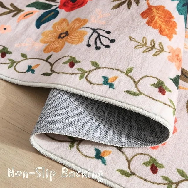 Round Living Room Carpet Color Floral Print Decoration 2
