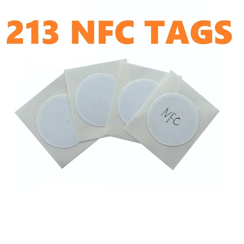 NTAG213 NFC RFID Tags 144Bytes Rewritable White Adhesive Labels for All NFC Smartphones Devices