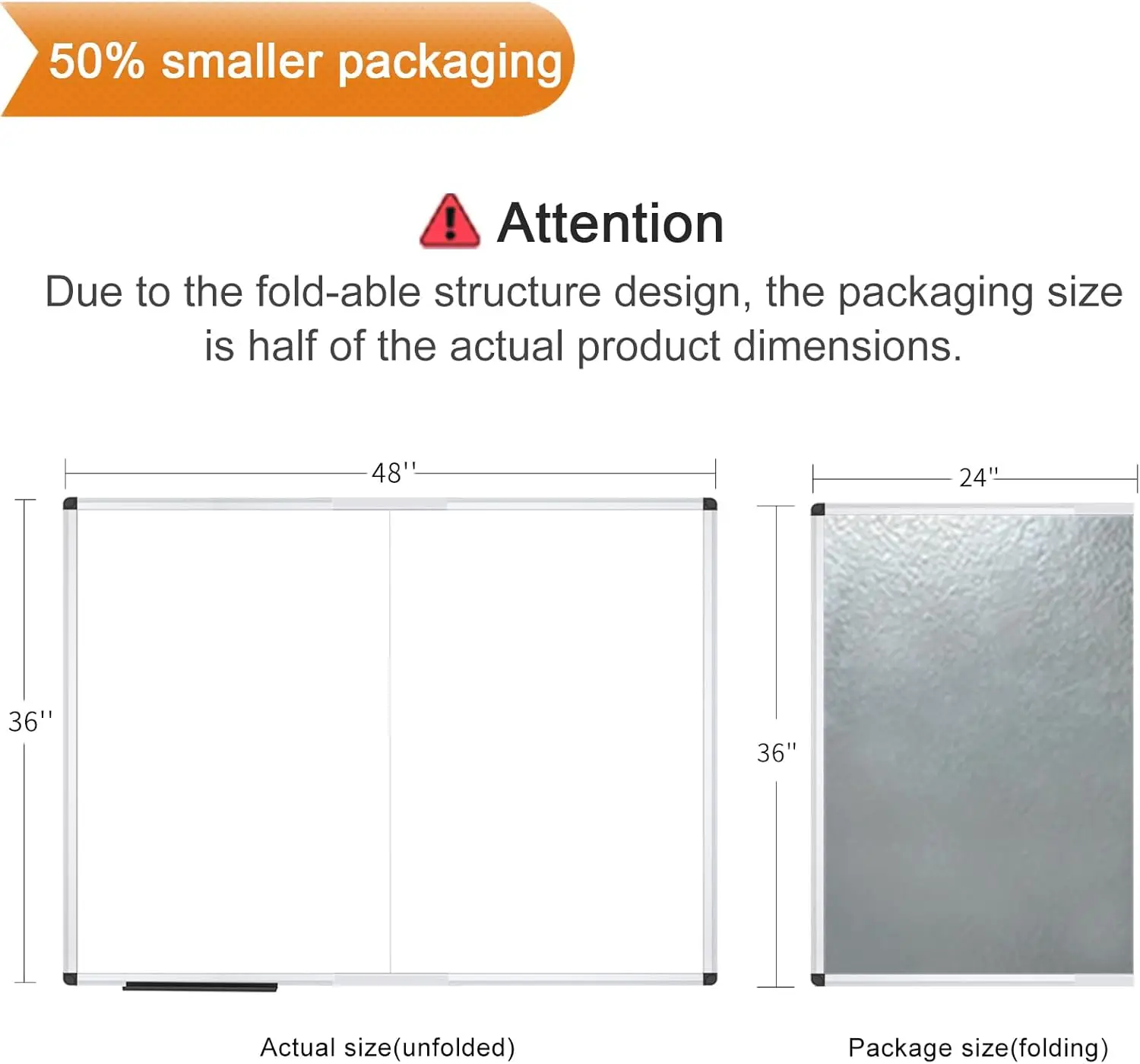 سبورة بيضاء مغناطيسية قابلة للطي، مقاس 48 × 36 بوصة، لوحة مثبتة على الحائط للمسح الجاف للمدرسة والمكتب والمنزل #2
