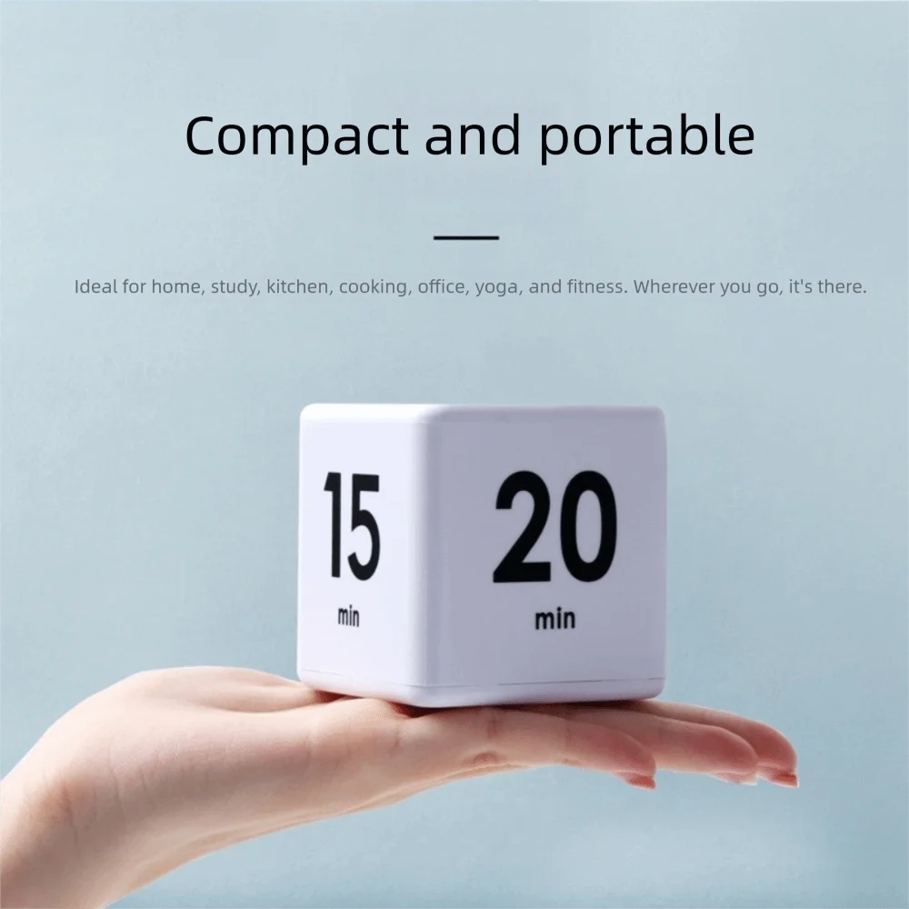 LED Display Cube Timer Time Management Gravity Sensitive Reminder Timer 15/20/30/60 min Portable Countdown Timer Study Session