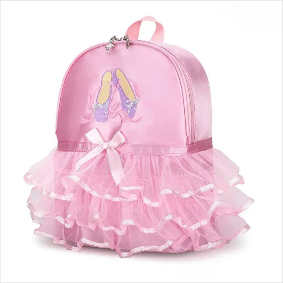 Bolsa de baile de encaje rosa para niñas, bolsa de Ballet de baile para niñas, bolsa de bailarina para bebés, mochila bordada de gimnasia para niños