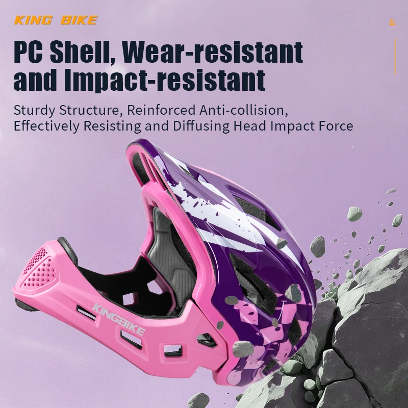 

Kingbike Youth Helmet One-Piece Molded Breathable CE Certified 14-Hole Adjustable Children's Full Or Half Bike Helmet kid shield