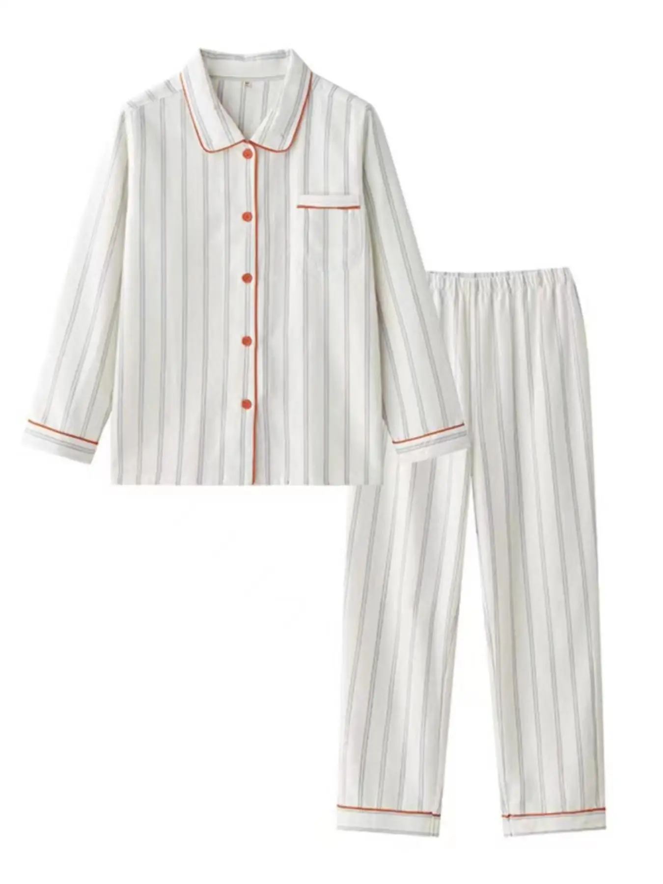 

Women's Striped Pajama Set (2-Piece) | Loose-Fit Long-Sleeve Top & Pants | Minimalist Comfortable Sleepwear All-Season Homewear