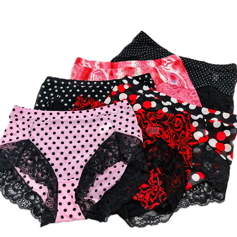 

Women's Panties 5PCS/Set Thin Soft Lace Print Seamless Fashion Sexy Underwear Transparent Briefs Female Underpants