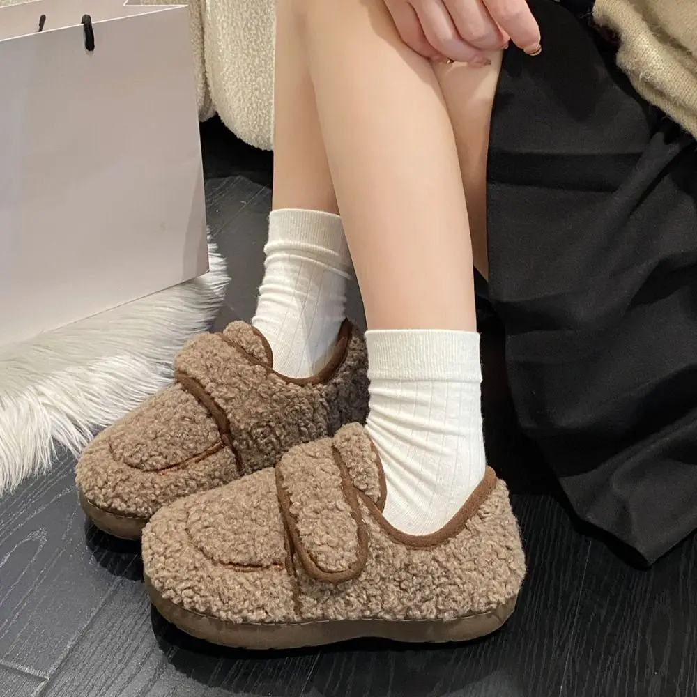 

Round Head Warm Slippers Soft Soled Casual Winter Slippers Women Anti-slip Indoor Outdoor Homewear Cotton Shoes Fall Winter