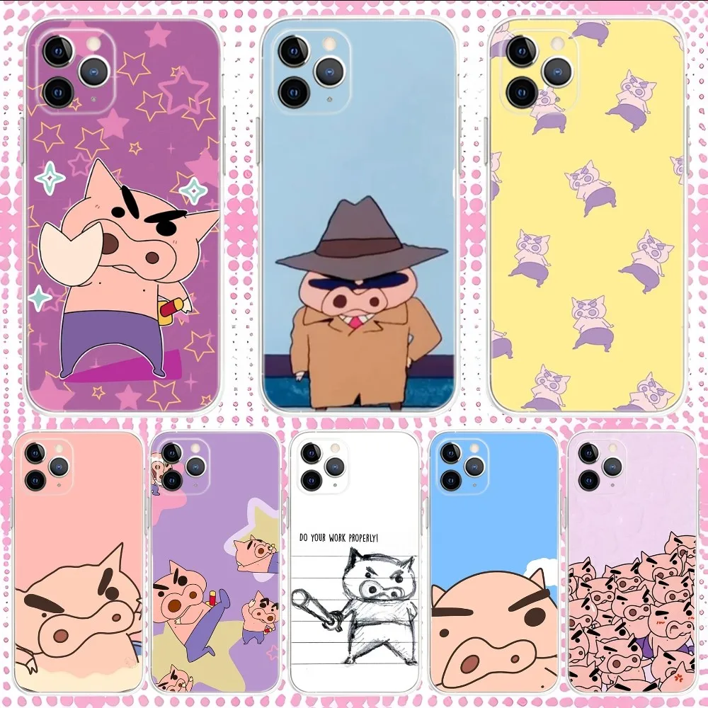 

Buriburizaemon Pig Phone Case For iPhone 16,15,14,13,12,11 Pro,Max,Plus,X,XS,XR,SE,Mini Transparent Silicone Soft