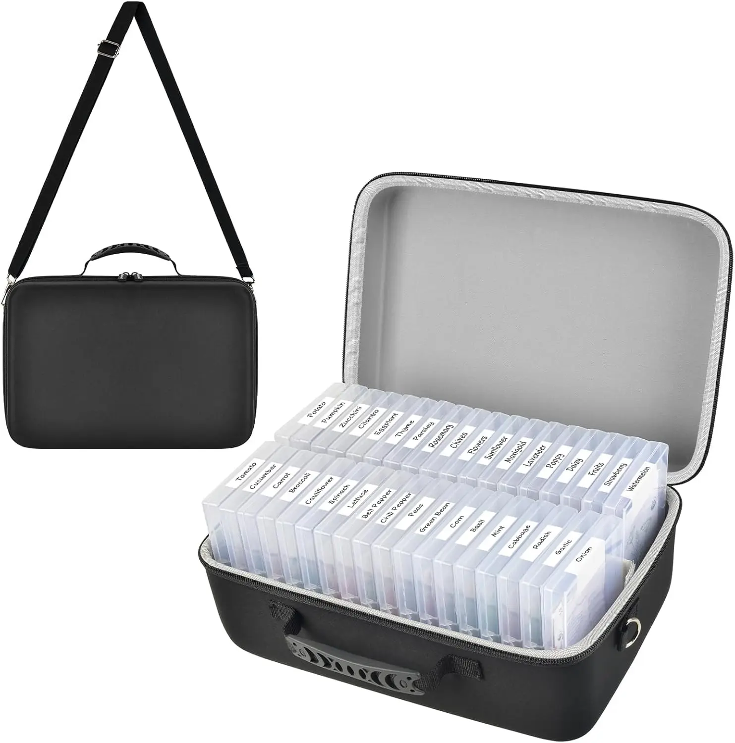 

Органайзер для хранения семян на 36 ячеек, жесткий контейнер для семян с этикетками, герметичный контейнер для сухого хранения садовых овощных семян, прочный.