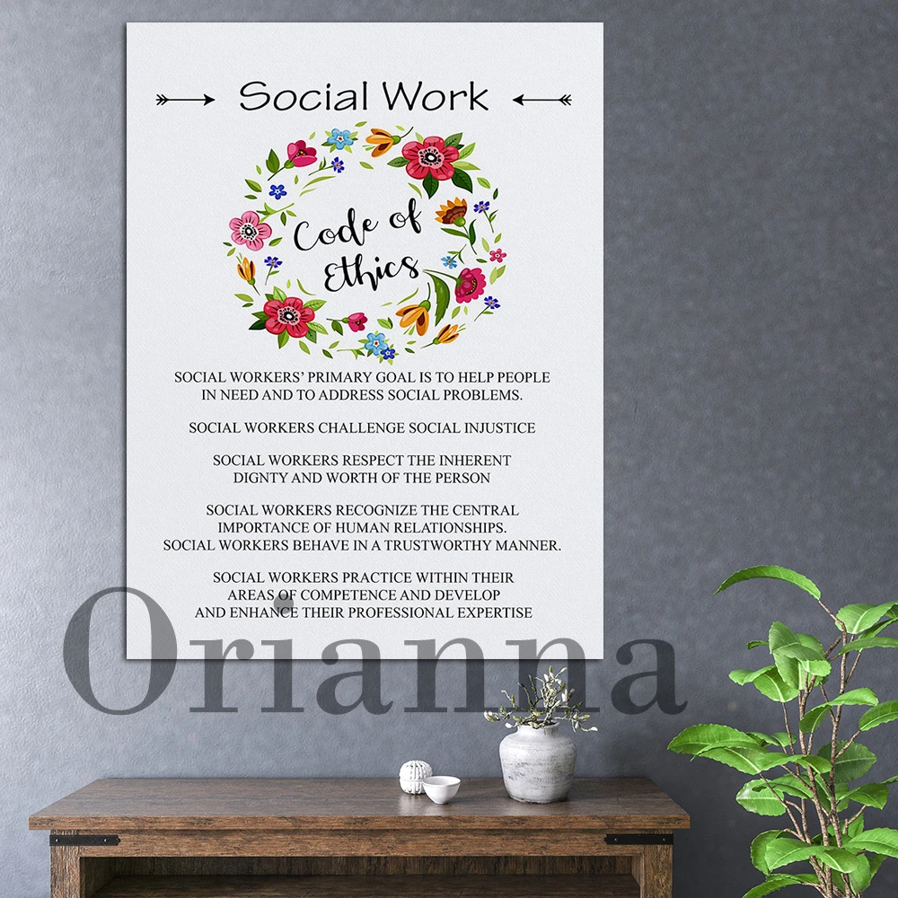 Home Decor Canvas Painting Social Work Code Of Ethics Picture Wall Art Hd Print Vubtage Medical Social Worker Modular Poster