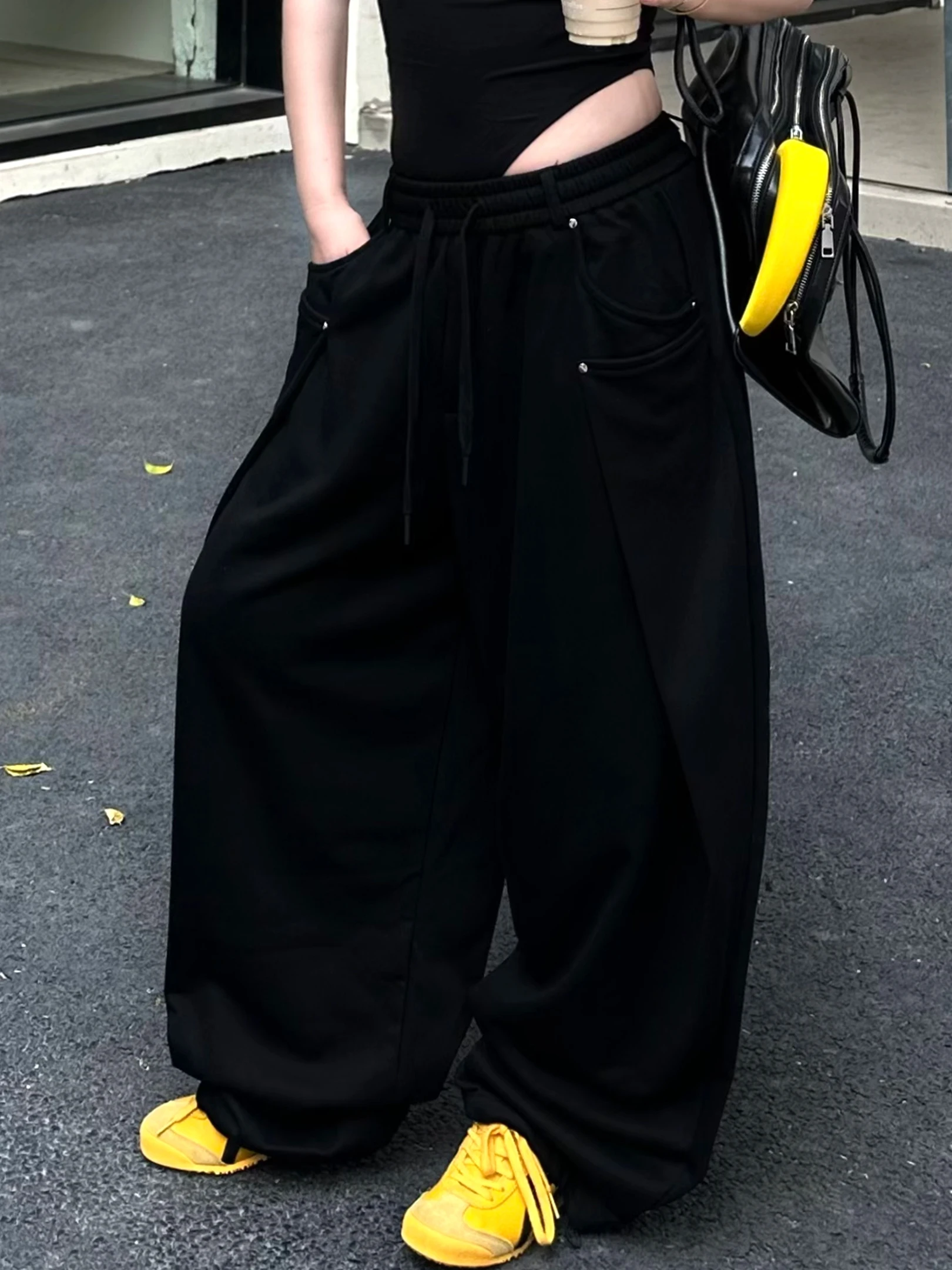 

Свободные хлопковые рабочие брюки для женщин с эластичным поясом, широкие штаны для уличных танцев, модные длинные брюки на весну, модель Harlan Sle