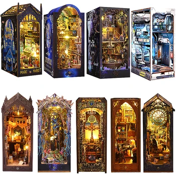 DIY Book Nook Shelf Insert Kit 3D Wooden Puzzle Doll House Assembly Building Model…
