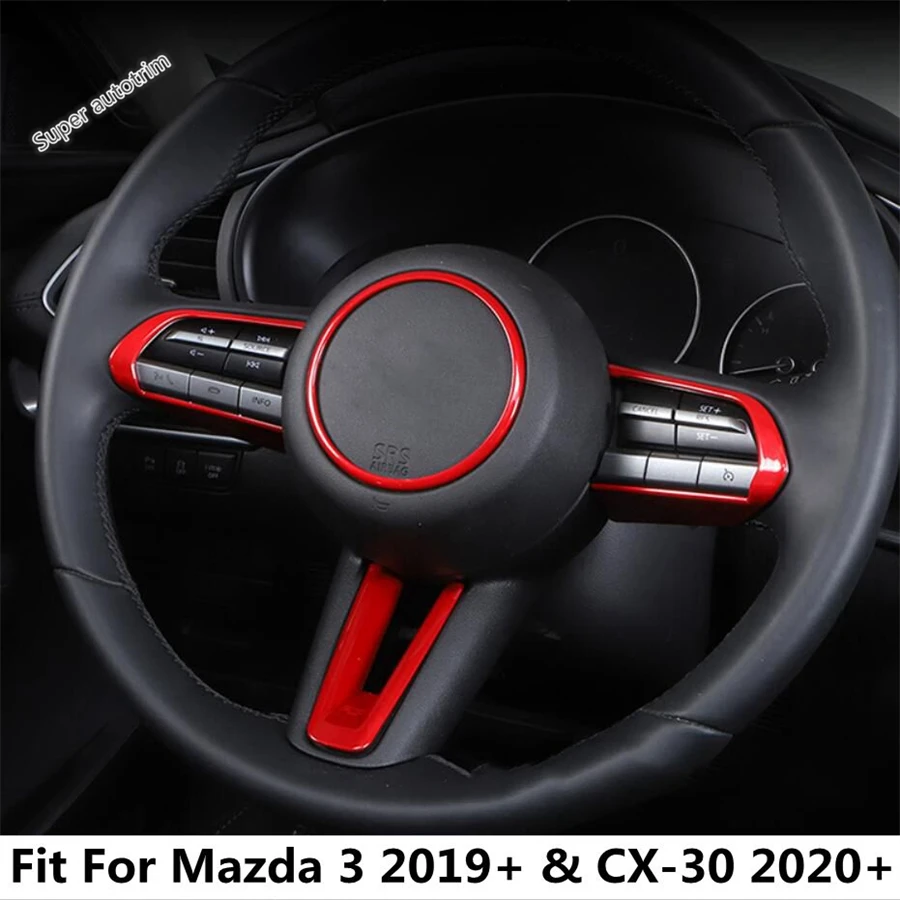 

Steering Wheel Button Frame Cover Trim For Mazda 3 2019 - 2025 & CX-30 2020 - 2025 Red / Carbon Fiber Look Accessories Interior