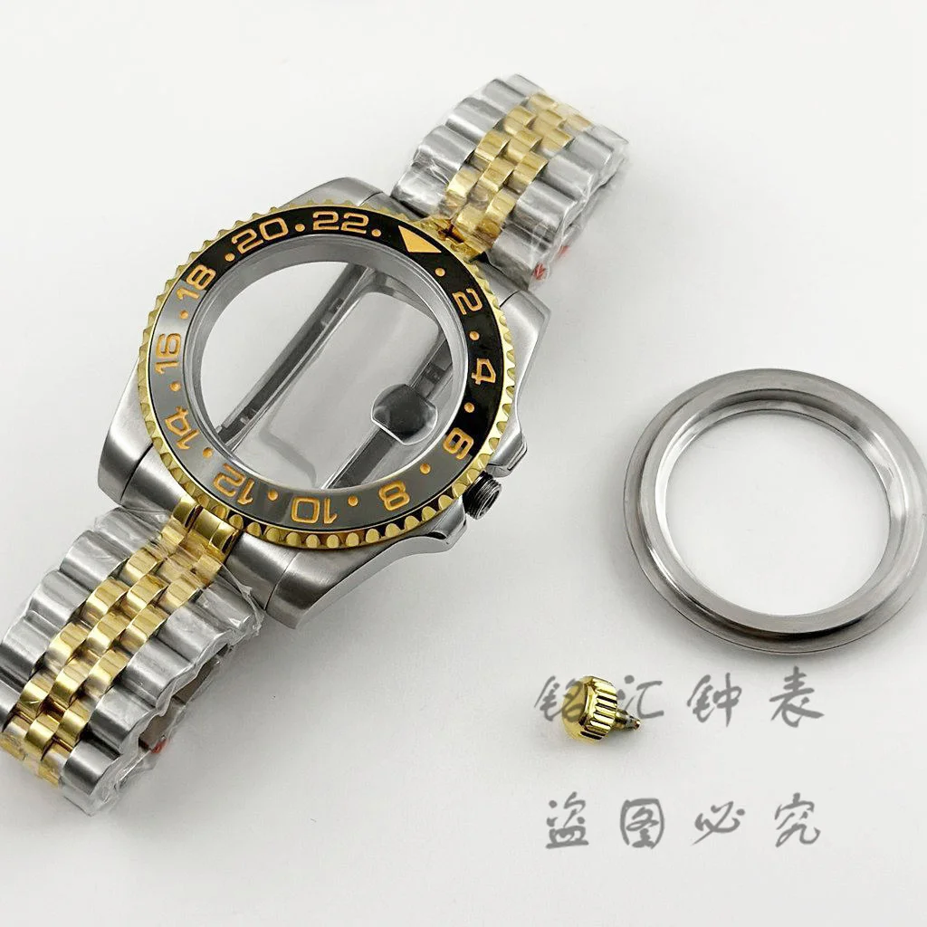 40MM Diver Waterproof Sapphire Crystal Black Grey GMT Bezel Watch Case For ​NH34 NH35 NH36 NH38 NH39 NH70 NH72 ETA 2824 Movement