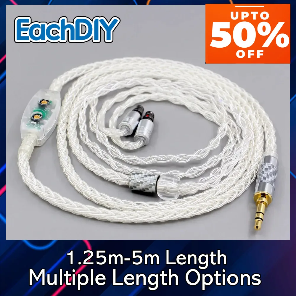 Pure Silver 99% 0 Ohm-100 Ohm 8 Core Earphone Cable For Layla AION Roxanne JH AUDIO Jolene Roxanne 7pin DIY Custom 7732