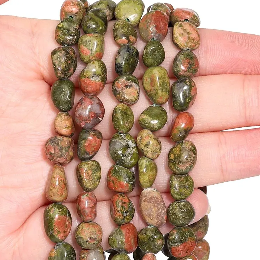 8-10mm Irregular Unakite Jasper Stone Beads Natural Loose Spacer Bead For Jewelry DIY Making Bracelets Necklaces Supply 1strands
