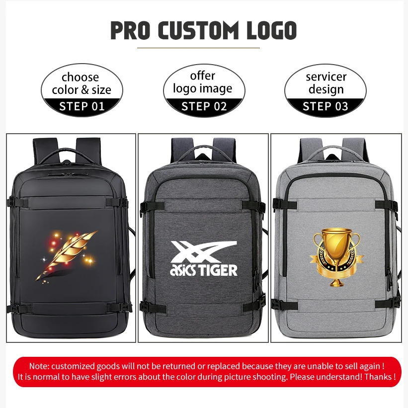 Imagem -06 - Mochila Grande Grande Capacidade Expansível Mochila à Prova Dusb Água com Usb Trabalho Estudo Negócios Viagem Portátil Mochila Homem Pro Logotipo Personalizado Mochilas