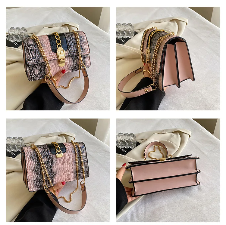 Imagem -06 - Snakeskin Crossbody Bags para Mulheres Marca Designer Bolsa de Corrente Bolsa de Ombro Nova Venda Quente 2023